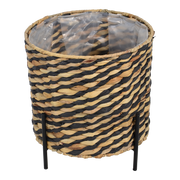 Bloempot gevlochten op zwarte voet S/3