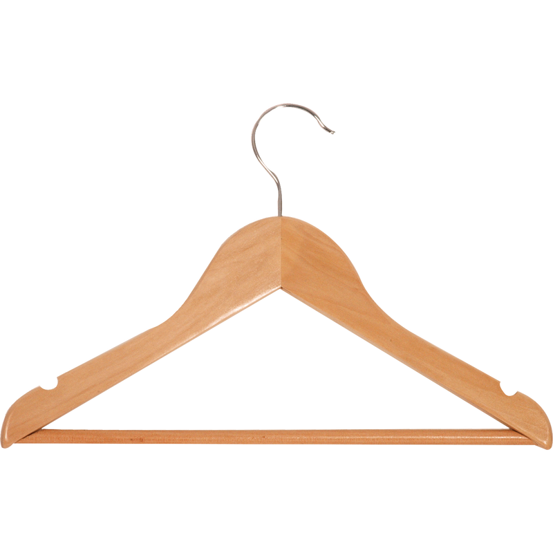 Kinderkledinghanger hout met broeklat rokinkeping