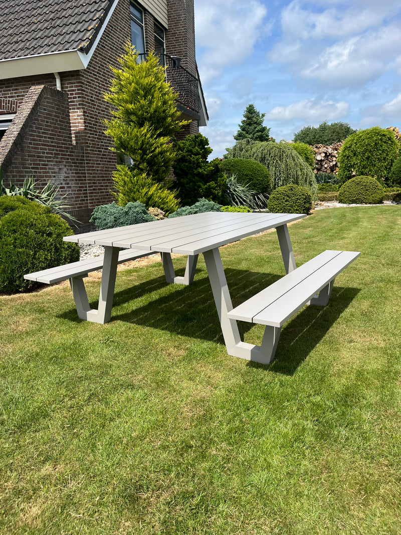 Picknicktafel London | Lichtgrijs | Aluminium | 180 cm
