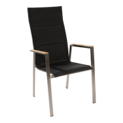 Stapelstoel hoge rug Marmaris RVS zwart