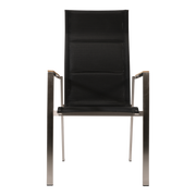 Stapelstoel hoge rug Marmaris RVS zwart