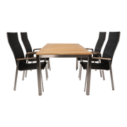 Stapelstoel hoge rug Marmaris RVS zwart