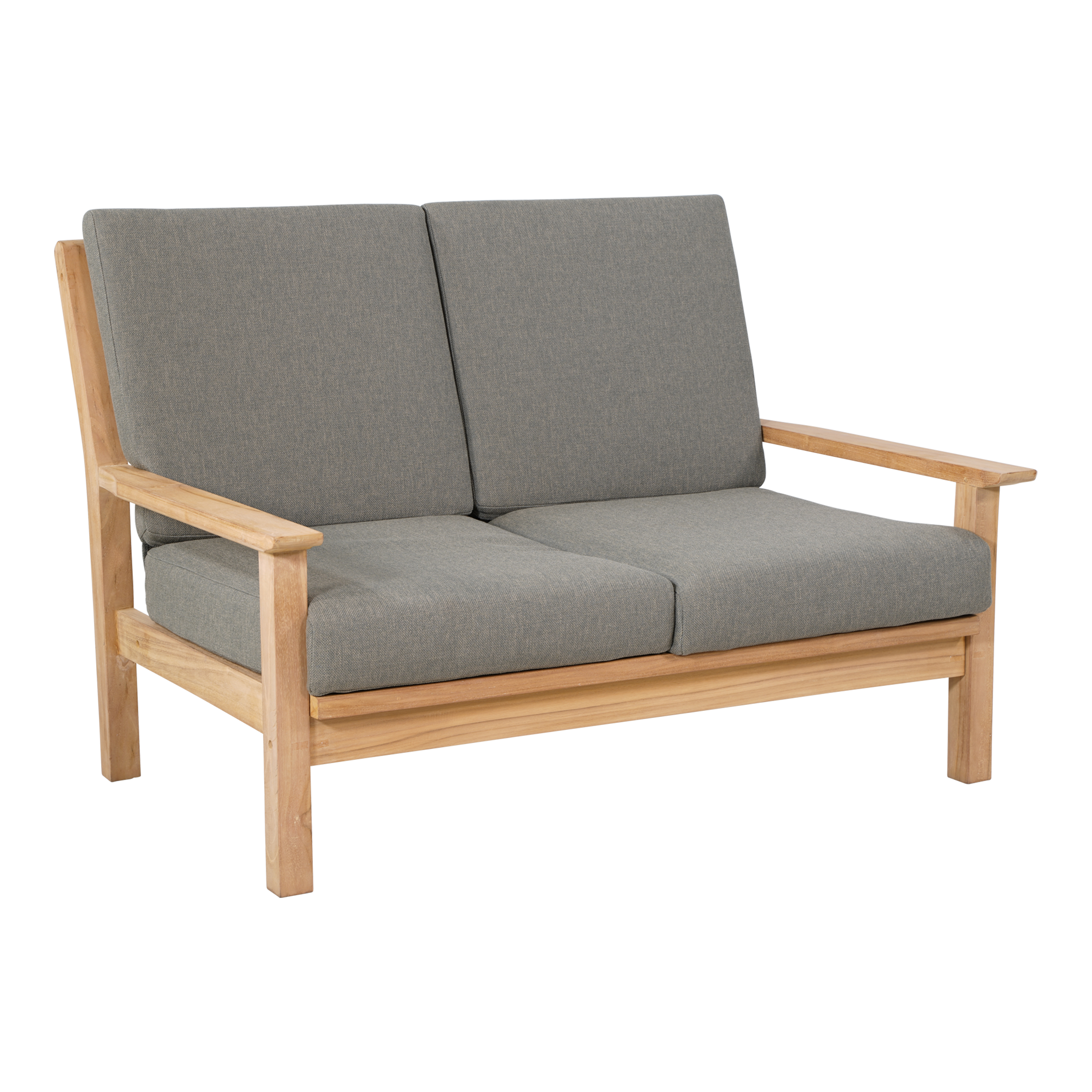 Loungebank teak 124cm, incl. kussen