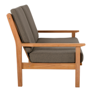 Loungebank teak 124cm, incl. kussen