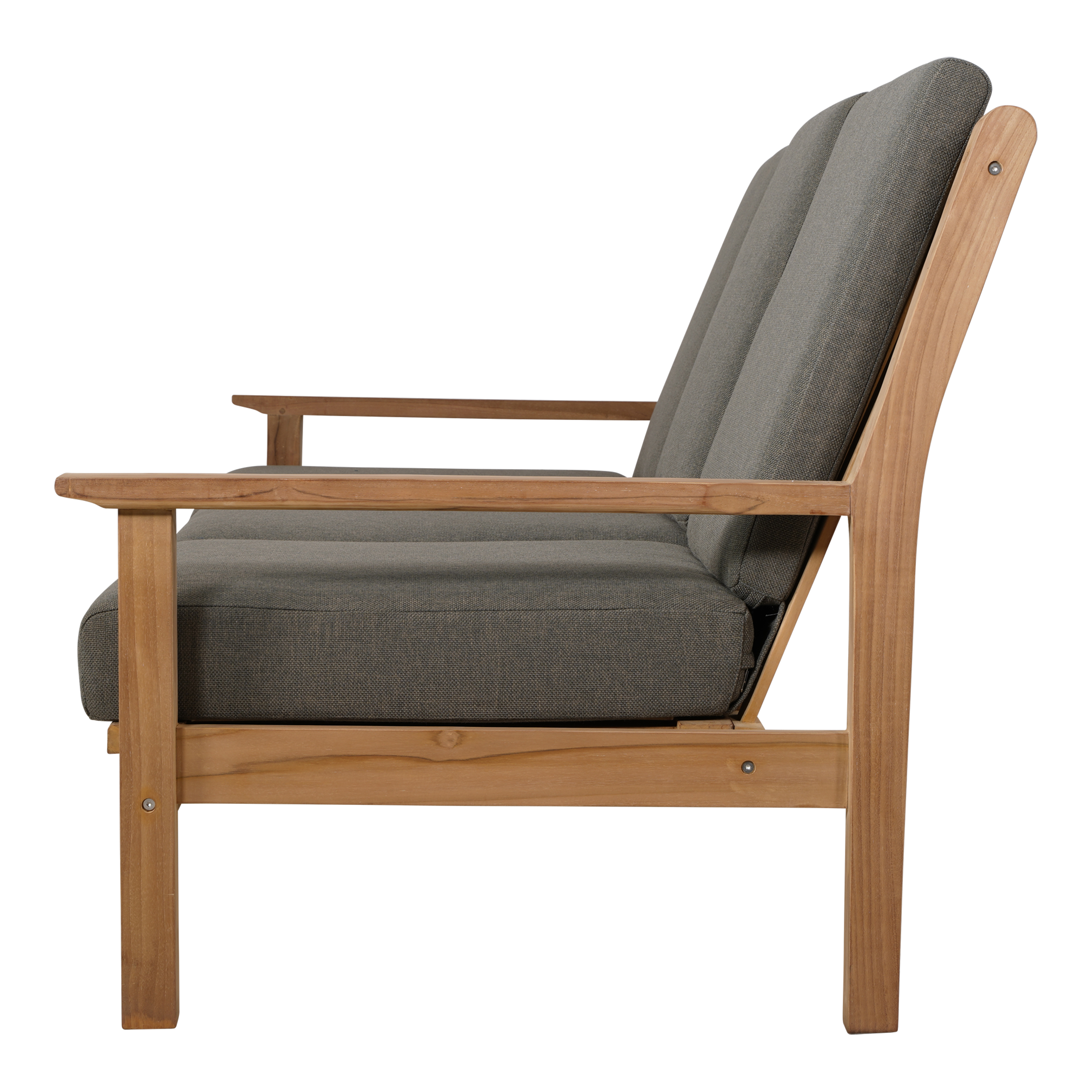 Loungebank teak 124cm, incl. kussen