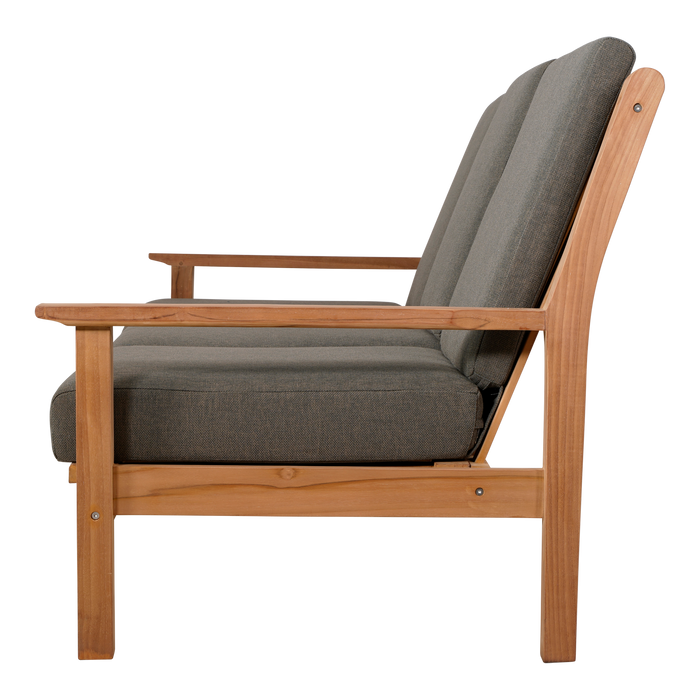 Loungebank teak 124cm, incl. kussen