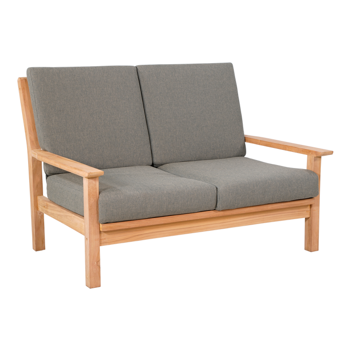 Loungebank teak 124cm, incl. kussen