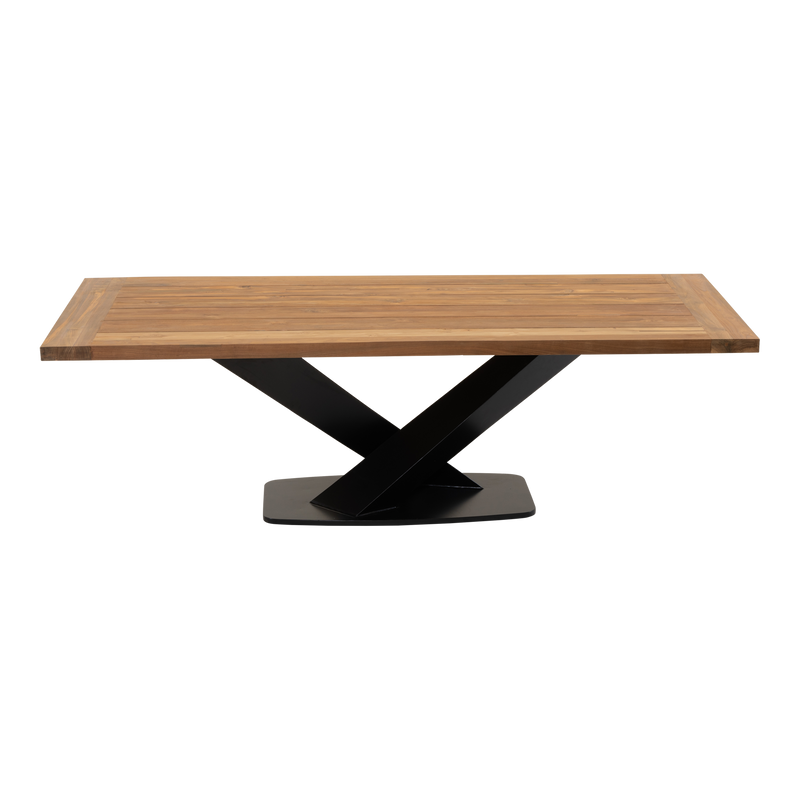 Tafel Taranto recycled teak met zwart stalen poot 240x100cm