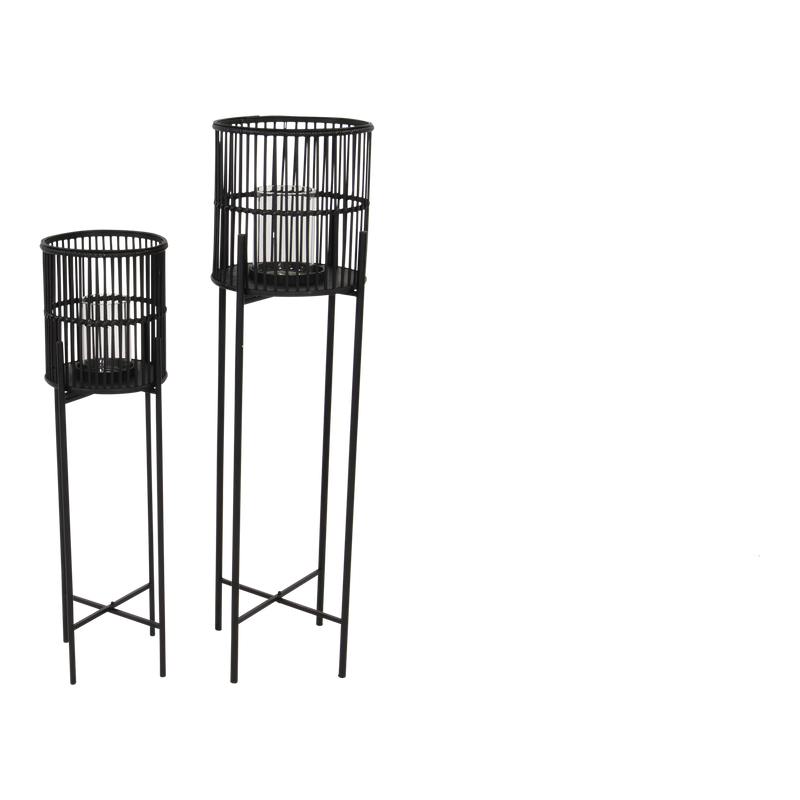 Lantaarn op poot Annchi zwart, S/2