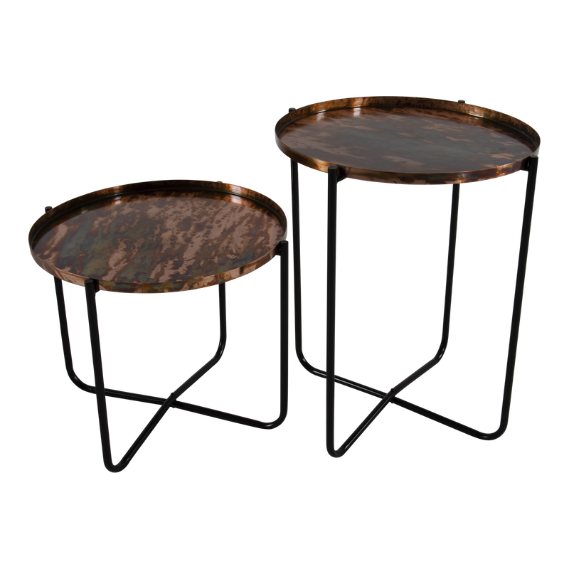 Bijzettafel oud koper ø40,5x35cm