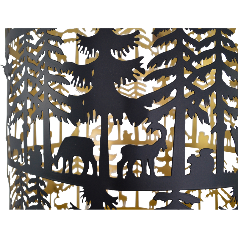 Windlicht zuil zwart/goud S/4