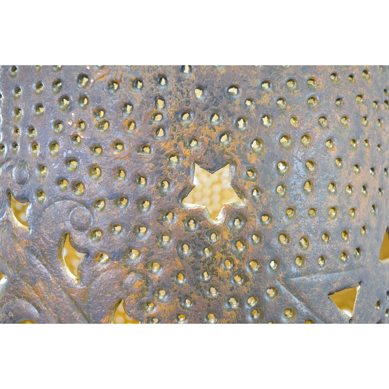 Windlicht zuil bruin/goud S/4