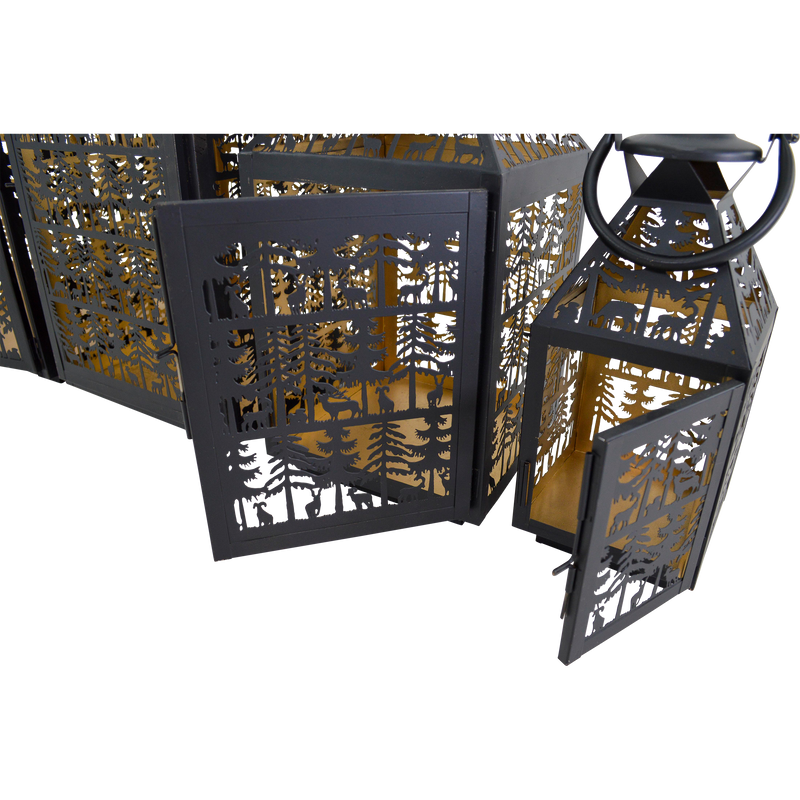 Windlicht Noël zwart/goud S/4