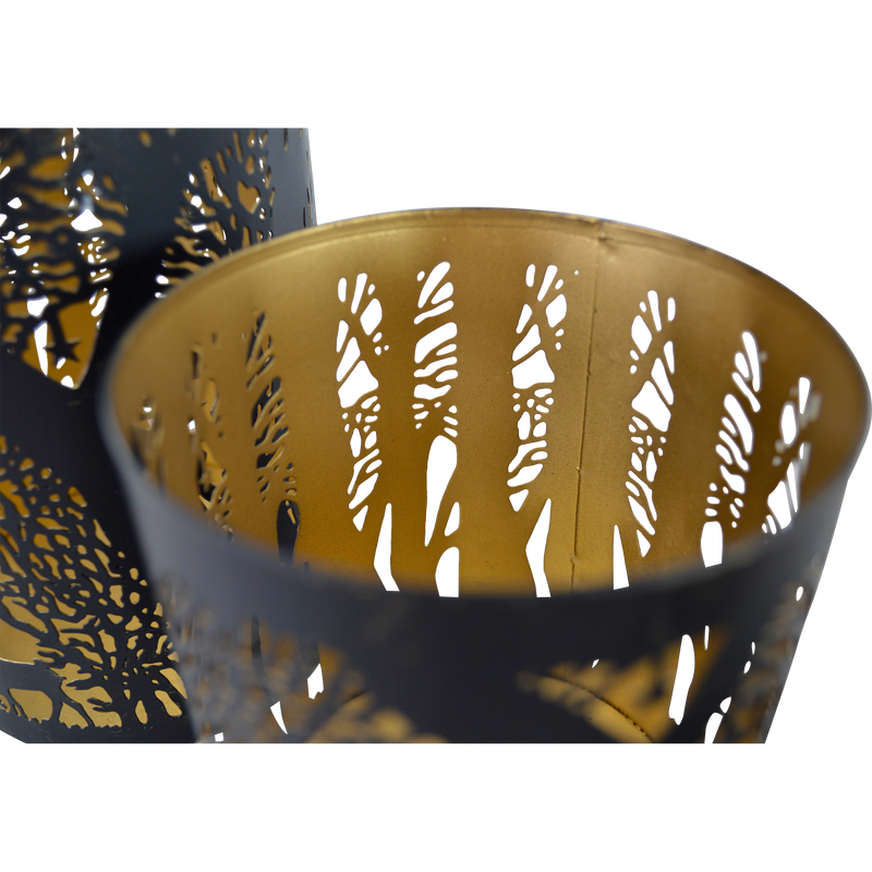 Windlicht B zwart/goud S/3