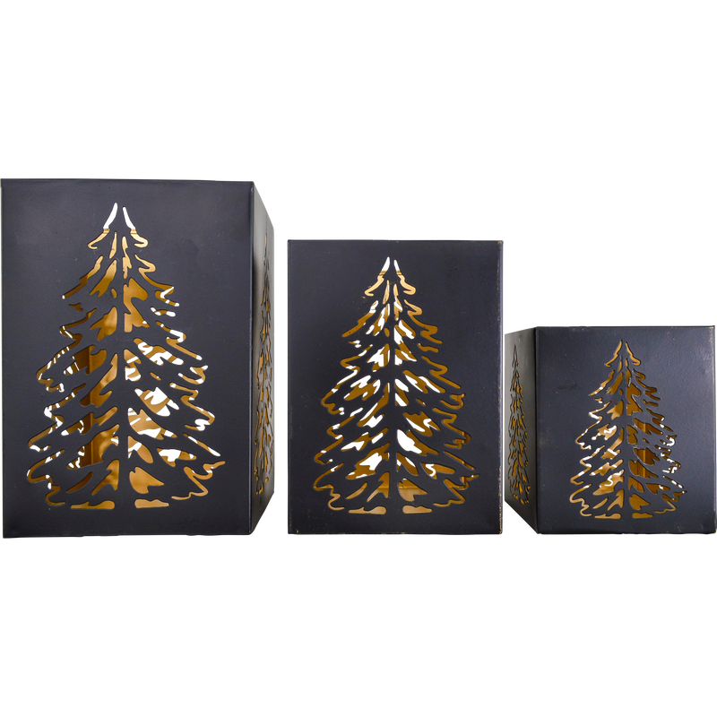 Windlicht F zwart/goud S/3