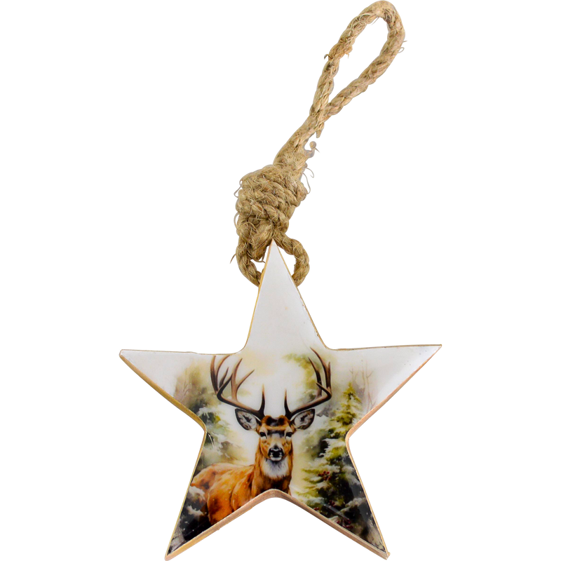 Hanger ster hout met emaille