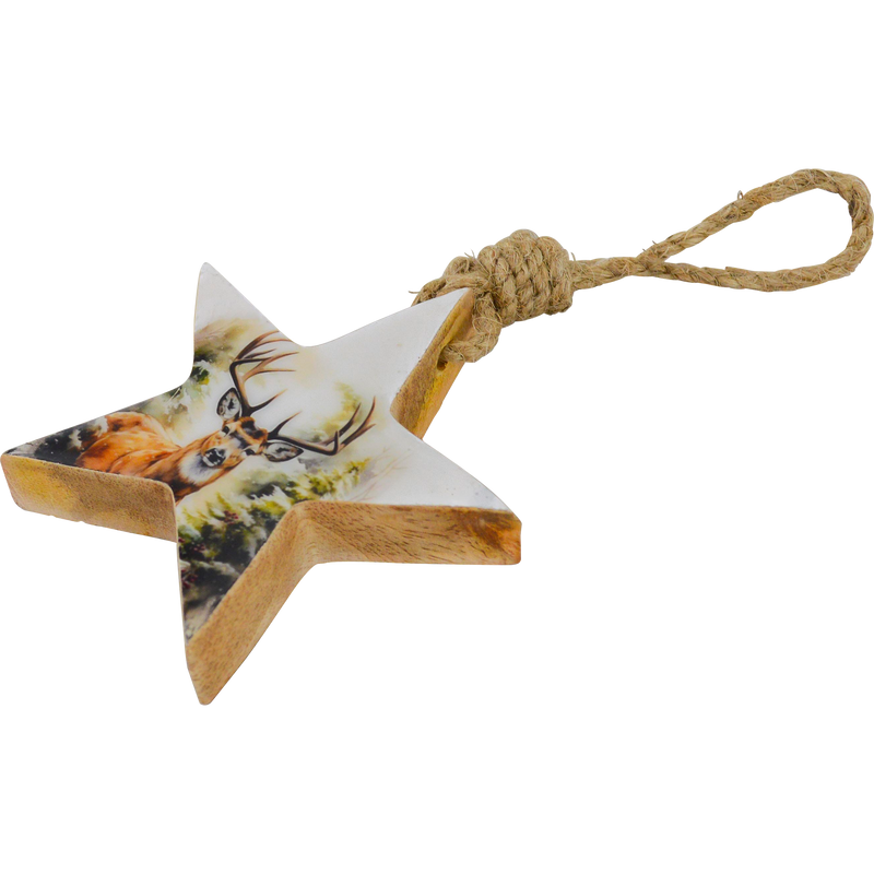 Hanger ster hout met emaille