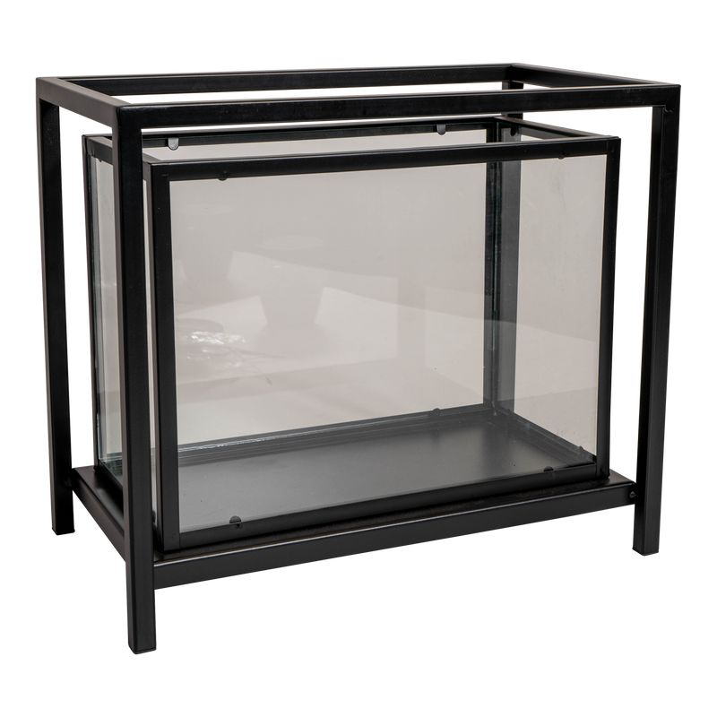 Lantaarn Huricane zwart glas 35x20x30,5cm