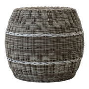 Poef Laos wicker beige ø46x40cm