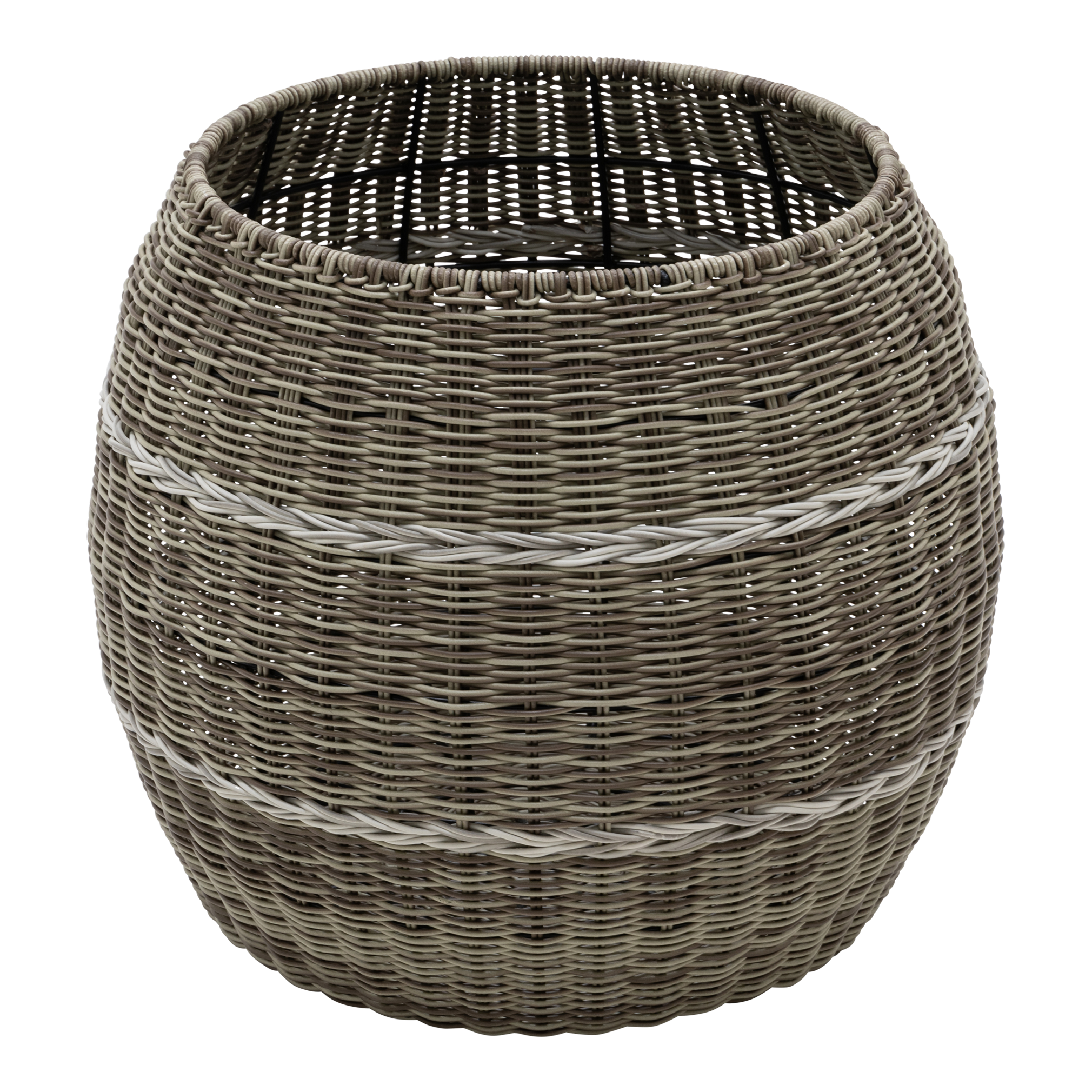 Poef Laos wicker beige ø46x40cm