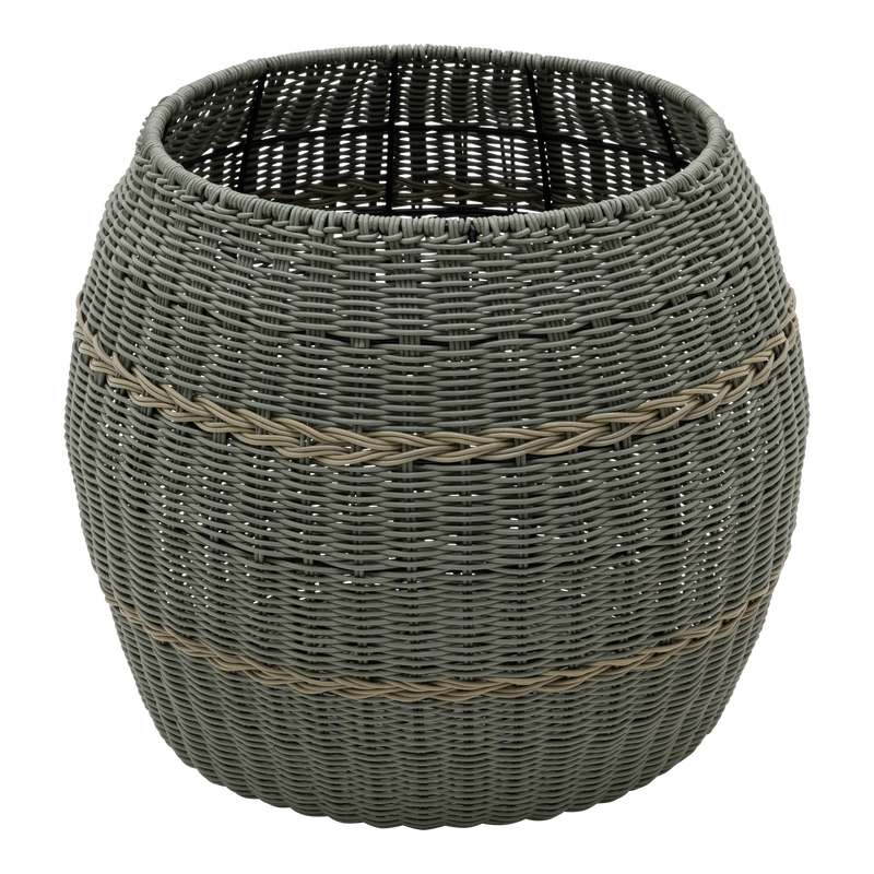 Poef Laos wicker groen ø46x40cm