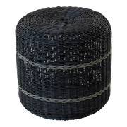 Poef Saigon wicker zwart ø41x40cm