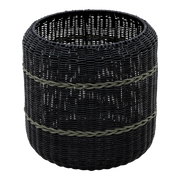 Poef Saigon wicker zwart ø41x40cm