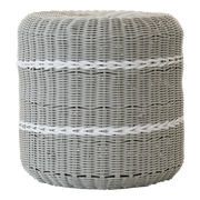 Poef Saigon wicker grijs ø41x40cm