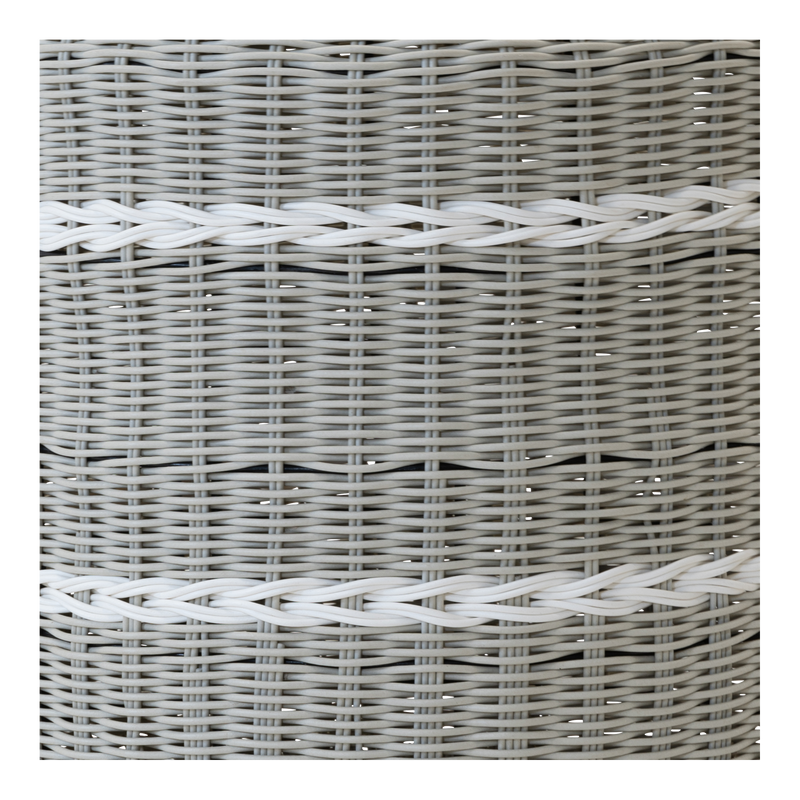 Poef Saigon wicker grijs ø41x40cm