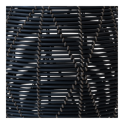 Poef Birma wicker zwart ø46x40cm