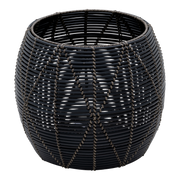 Poef Birma wicker zwart ø46x40cm