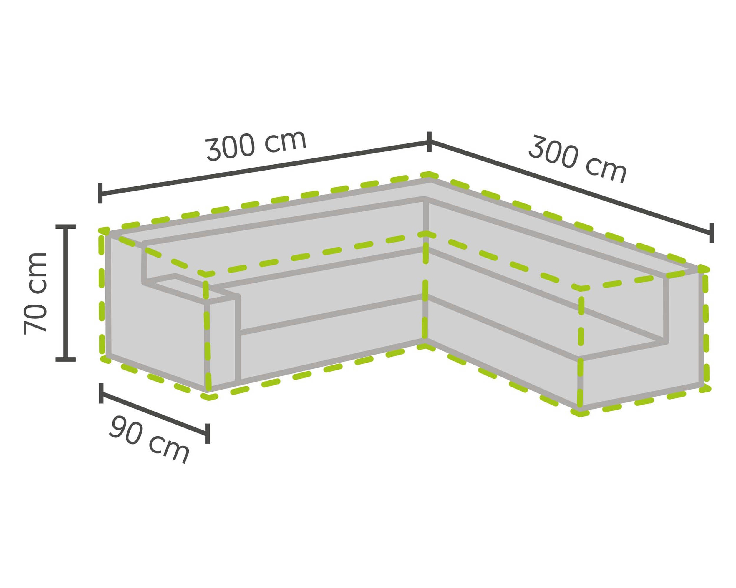 Beschermhoes voor loungesets L-vorm 300/90×300/90x70cm