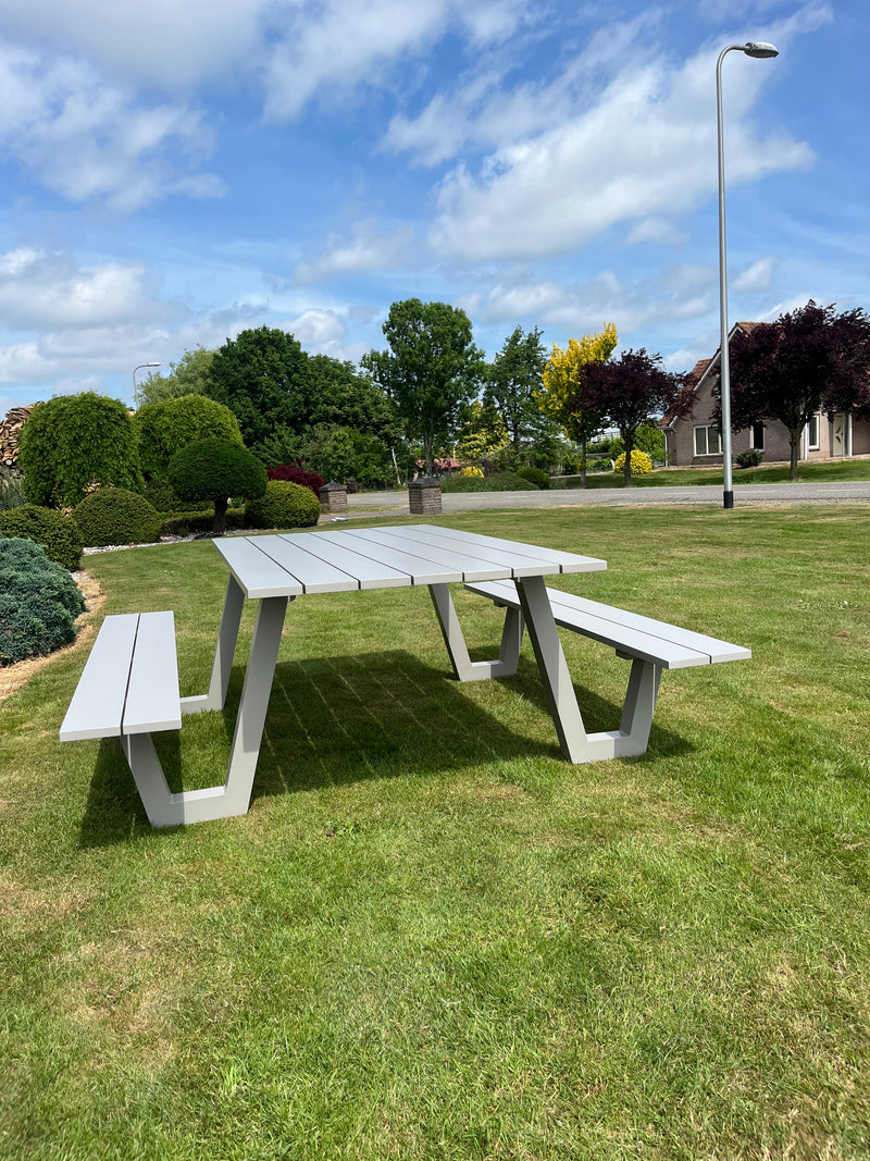 Picknicktafel London | Lichtgrijs | Aluminium | 180 cm