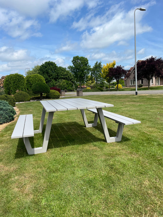 Picknicktafel London | Lichtgrijs | Aluminium | 180 cm