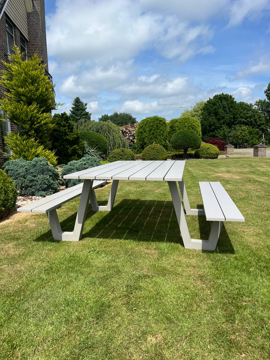 Picknicktafel London | Lichtgrijs | Aluminium | 180 cm
