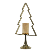Kerstboom Aurum met windlicht alu goud met goud glas 70cm