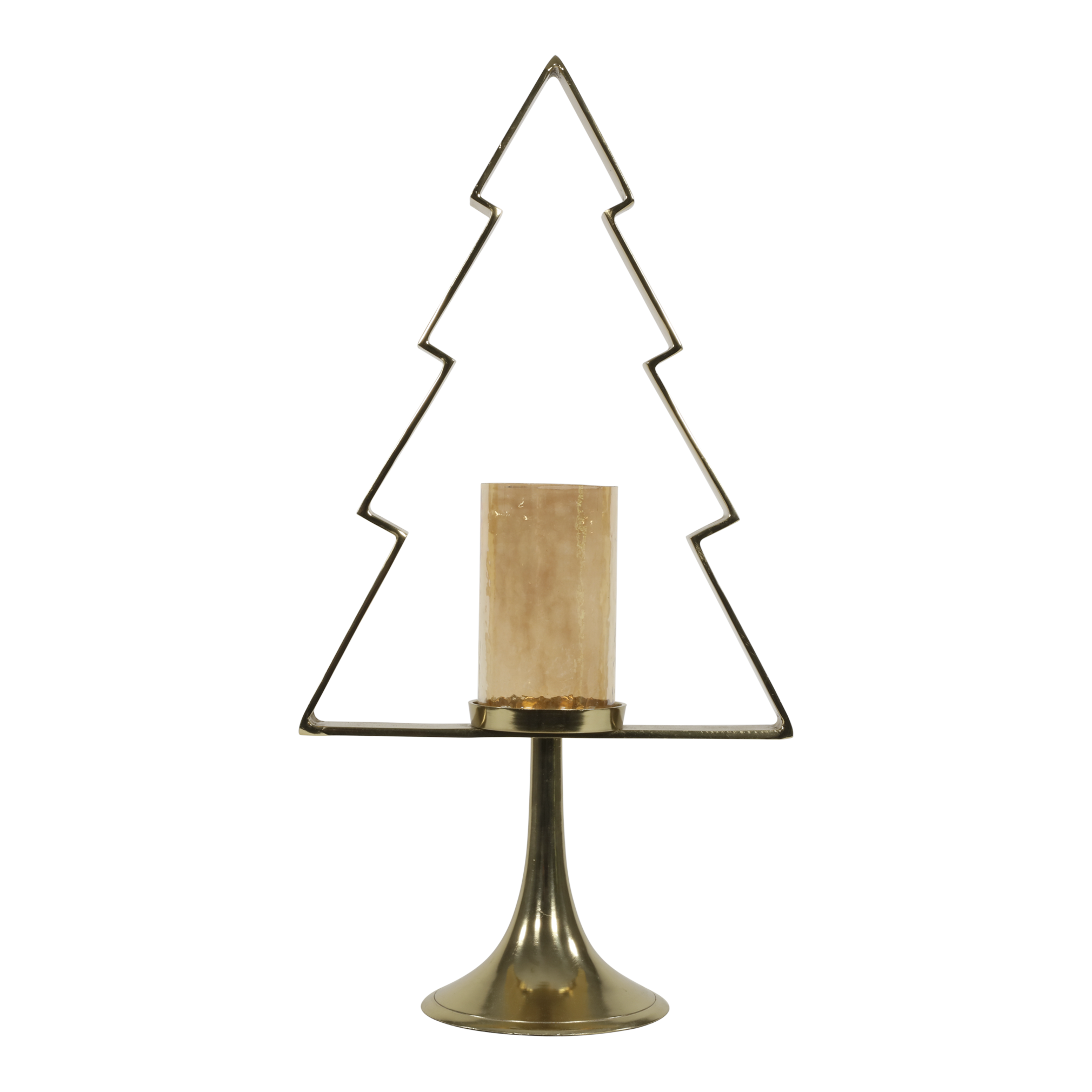 Kerstboom Aurum met windlicht alu goud met goud glas 70cm