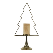 Kerstboom Aurum met windlicht alu goud met goud glas 70cm