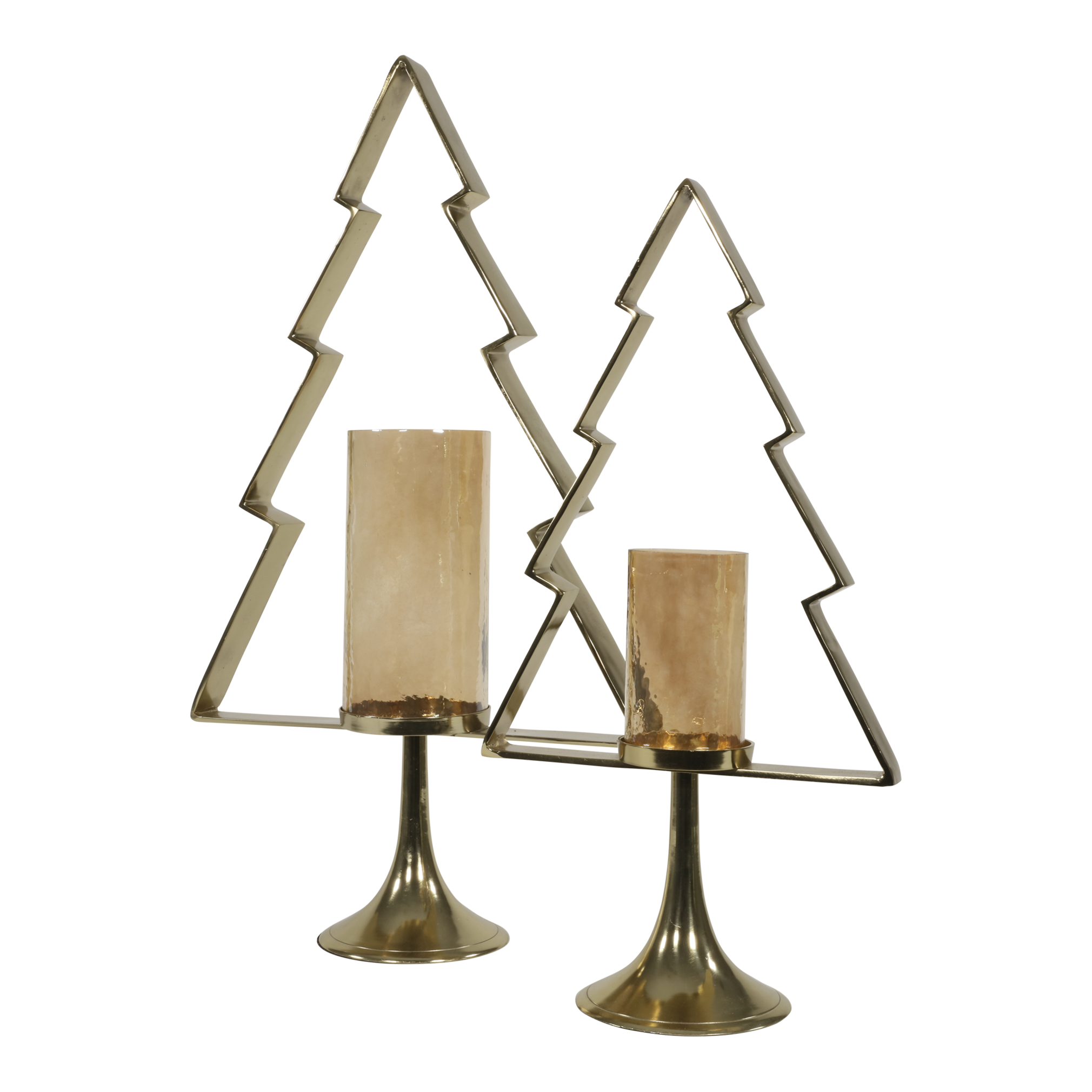 Kerstboom Aurum met windlicht alu goud met goud glas 70cm