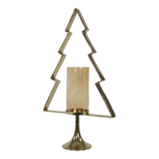 Kerstboom Aurum met windlicht alu goud met goud glas 89cm