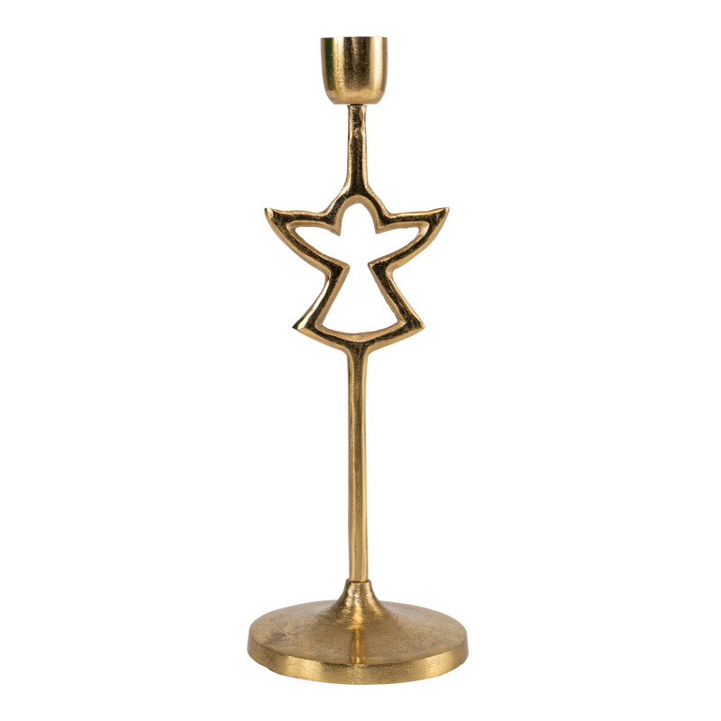 Kandelaar engel metaal goud ø10x28cm