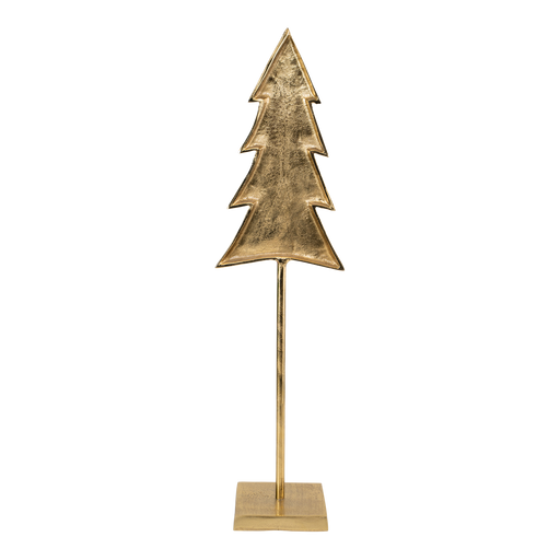 Decoratie kerstboom op voet metaal goud 22x16x84cm