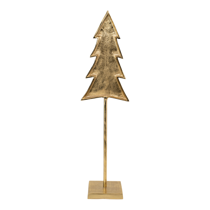 Decoratie kerstboom op voet metaal goud 22x16x84cm