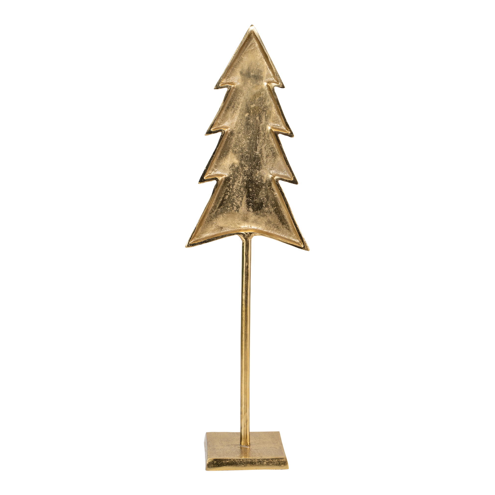 Decoratie kerstboom op voet metaal goud 20x13x70cm