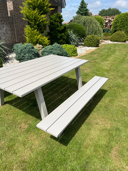 Picknicktafel London | Lichtgrijs | Aluminium | 180 cm