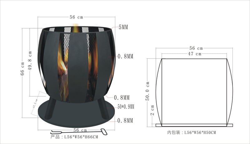 Tulpenförmige Feuerstelle mit Aschenbecher