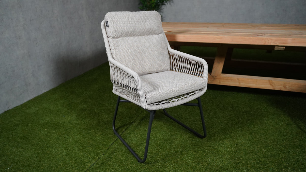 Tuinstoel Carlo | Lichtgrijs | Aluminium/Rope