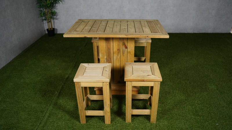 Taverno Barset | Imprägniert | Tisch + 4 Hocker