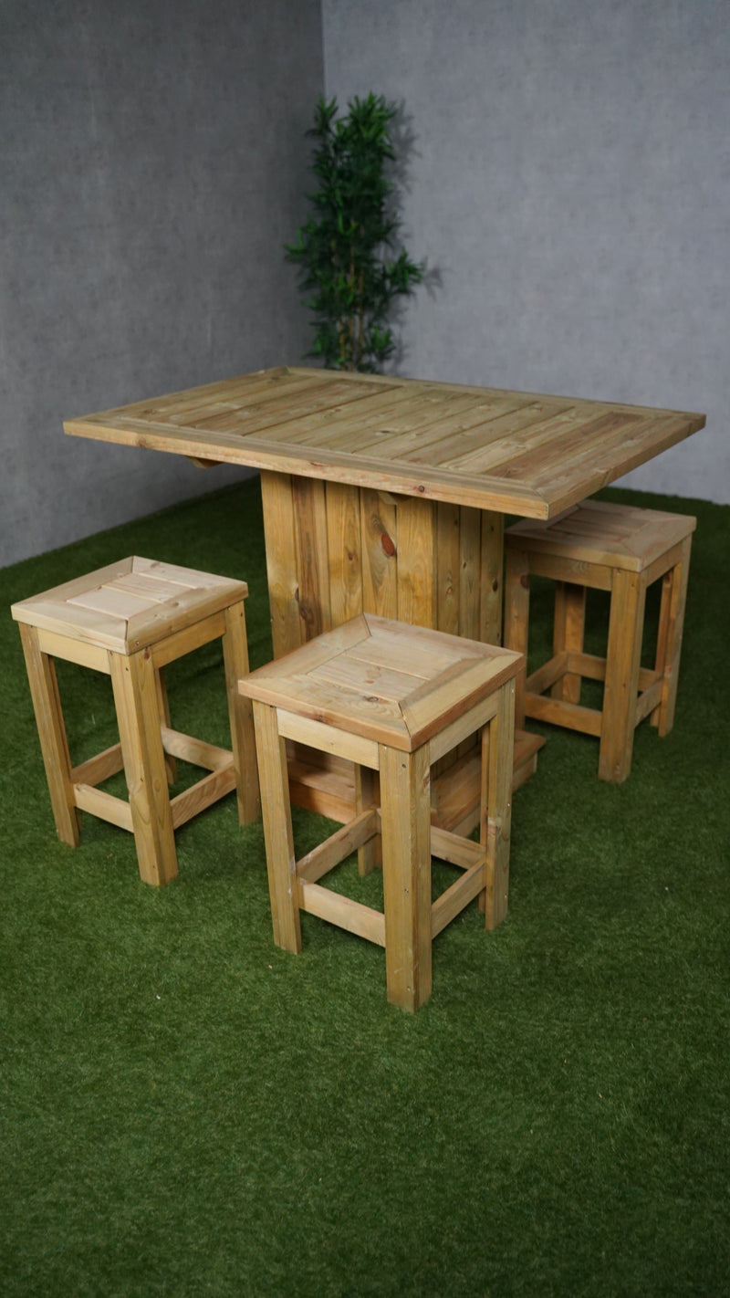 Taverno Barset | Imprägniert | Tisch + 4 Hocker