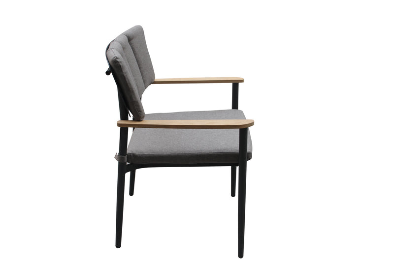Alicante alu dining chair with teak armrest FSC 100%